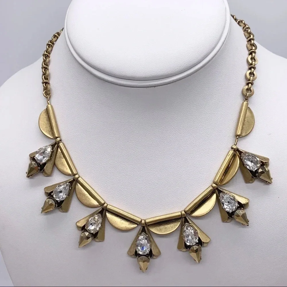 J. Crew Gold Scalloped Crystal Necklace